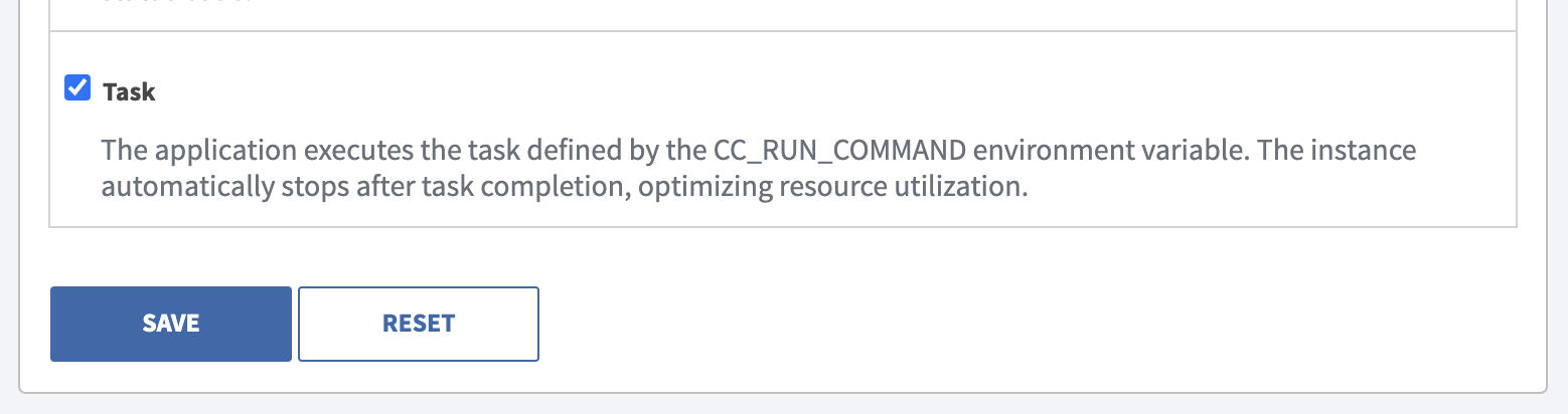 Defines a Clever Cloud application as a Task in Console